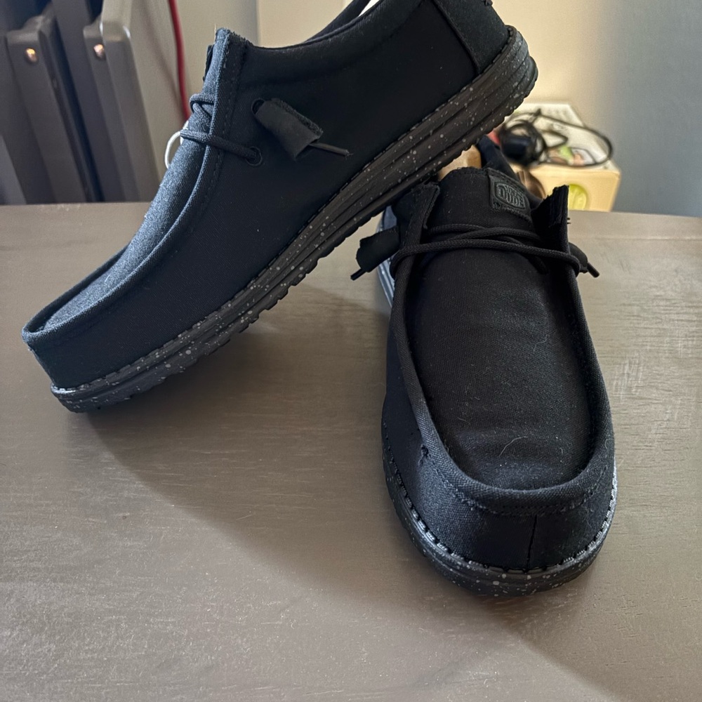 Hey Dude Men's Black Canvas Wally Slip-On Loafers